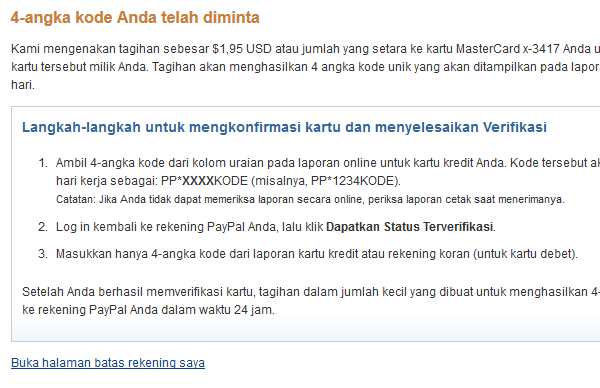 4 angka kode anda telah diminta