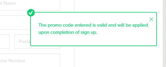 promo code valid