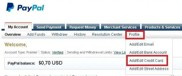 profil, tambah kartu kredit