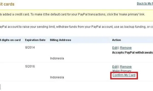 konfirmasikan kartu saya