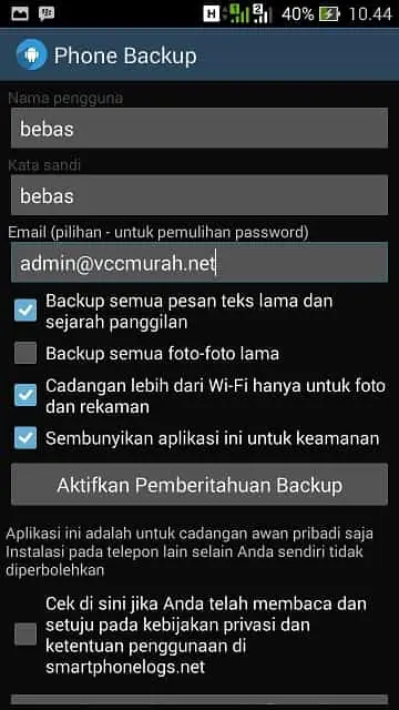 isi username, password dan email