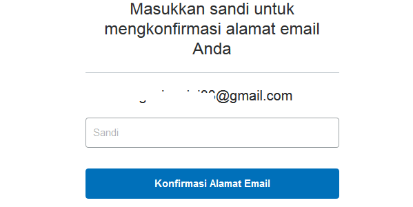 masukan sandi untuk mengkonfirmasi alamat email