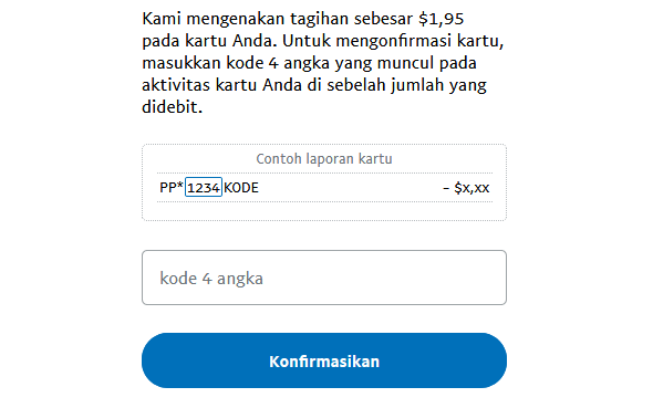 masukan kode lalu klik konfirmasikan