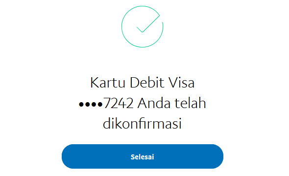kartu anda telah dikonfirmasi
