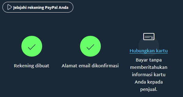 rekening dibuat dan email telah dikonfirmasi