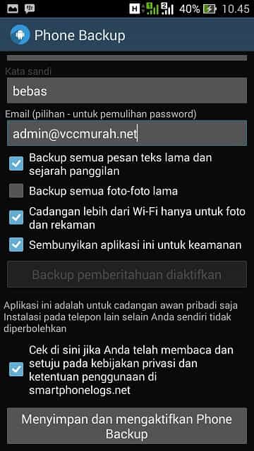 cek jika setuju dengan kebijakan privasi dan ketentuan pengguna msarthphonelogs