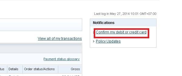 konfirmasikan kartu kredit atau debit
