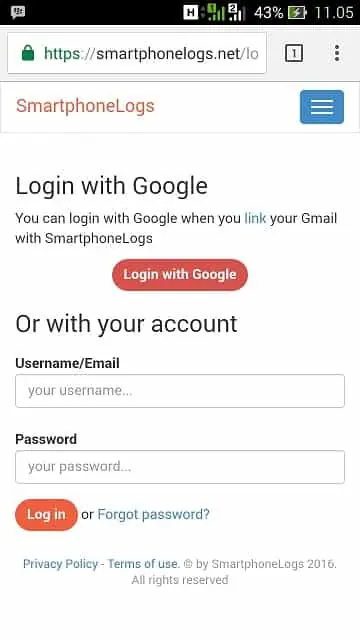 buka website smartphonelogs dan login