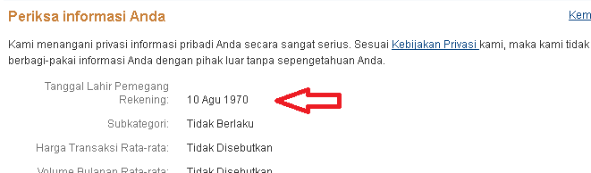 cara cek tanggal lahir di akun paypal