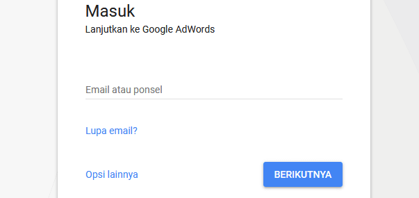 masuk ke adwords