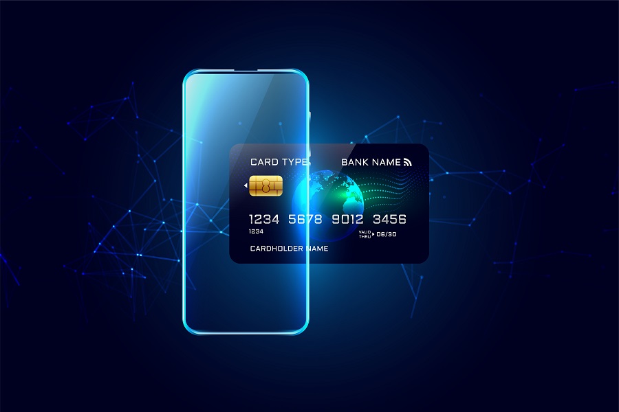 digital credit card transaction concept background