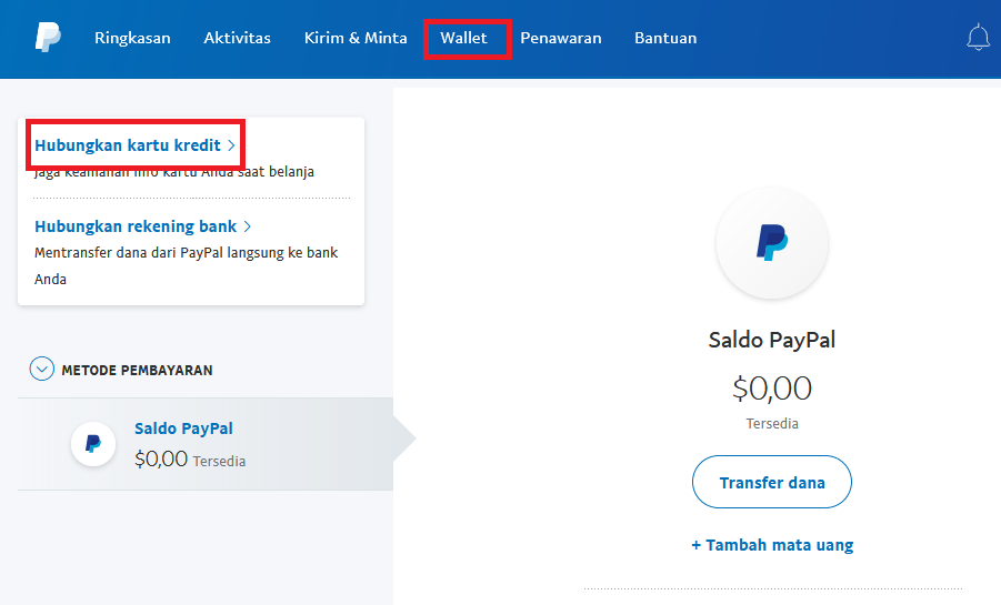 wallet hubungkan kartu kredit